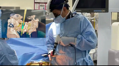 Spine Surgeon Dr. Ehsan Jazini (VSI) utilizes an advanced augmented reality (AR) headset to perform cutting-edge spine surgery. The AR technology overlays 3D images onto the surgical field, allowing for greater precision and enhanced visualization, ultimately leading to improved accuracy and better outcomes for patients.