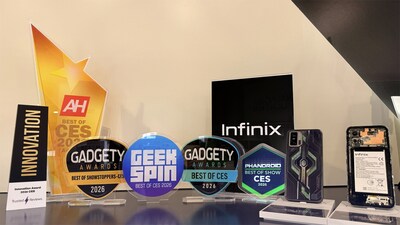 A glittering collection of awards celebrating Infinix’s breakthrough achievements at CES 2026