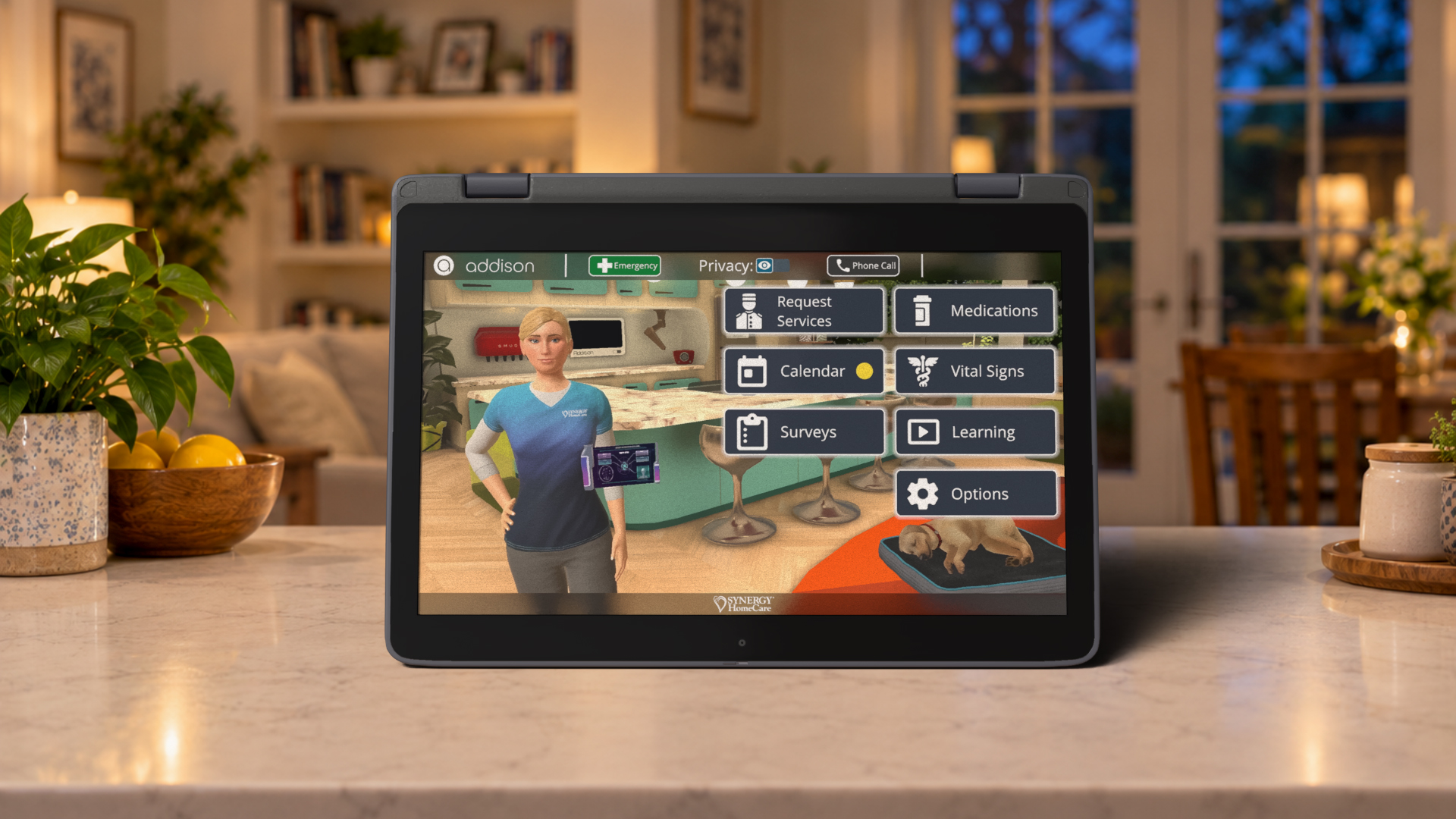 Addison Care Tablet with Home Care Company logo